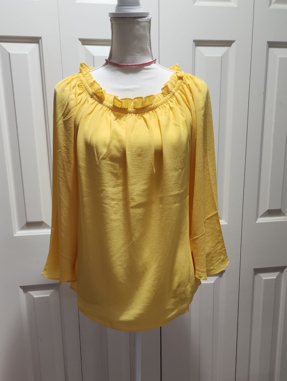 Milano Yellow Ruffle-Neck Peasant Blouse